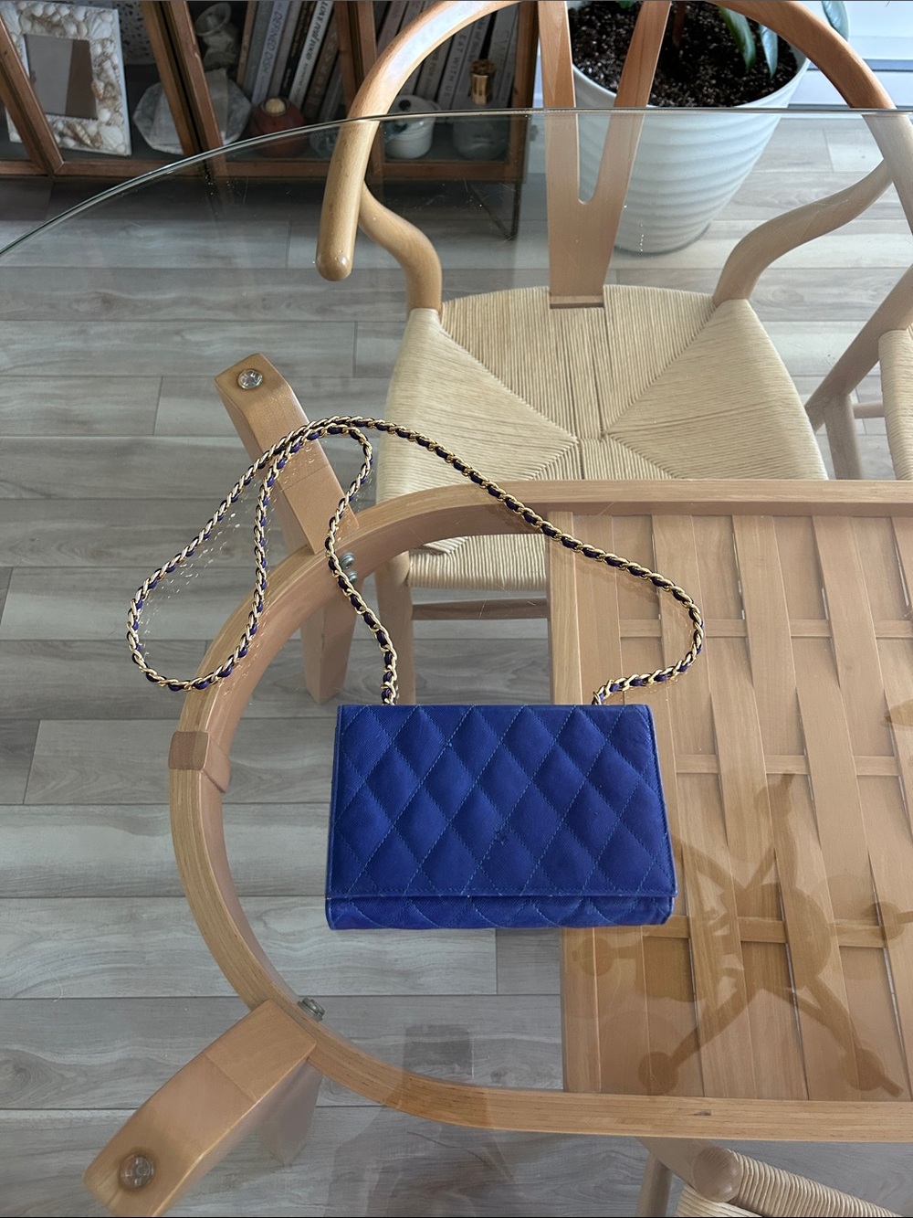 Vintage Holt Renfrew Genuine Leather Quilted Chain-strap Shoulder Bag